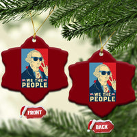 We the People Retro George Washington Ceramic Ornament Patriotic American Founding Fathers Peace Sign - Wonder Print Shop