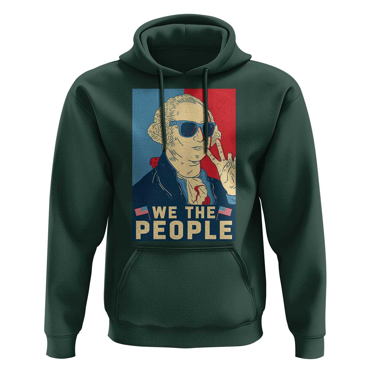 We the People Retro George Washington Hoodie Patriotic American Founding Fathers Peace Sign