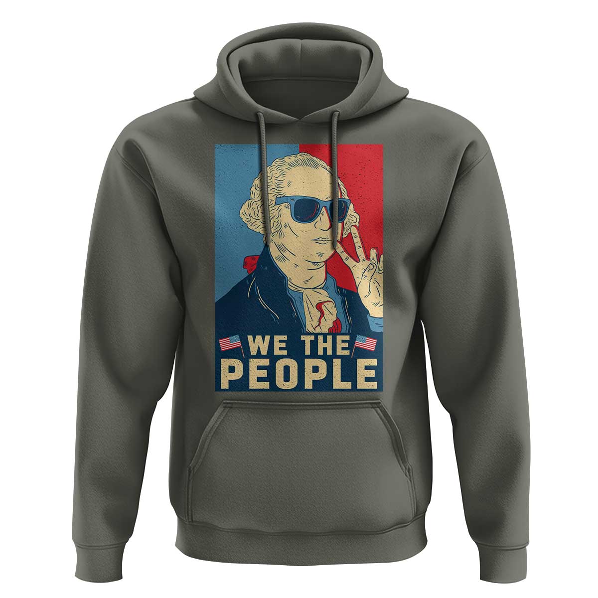 We the People Retro George Washington Hoodie Patriotic American Founding Fathers Peace Sign