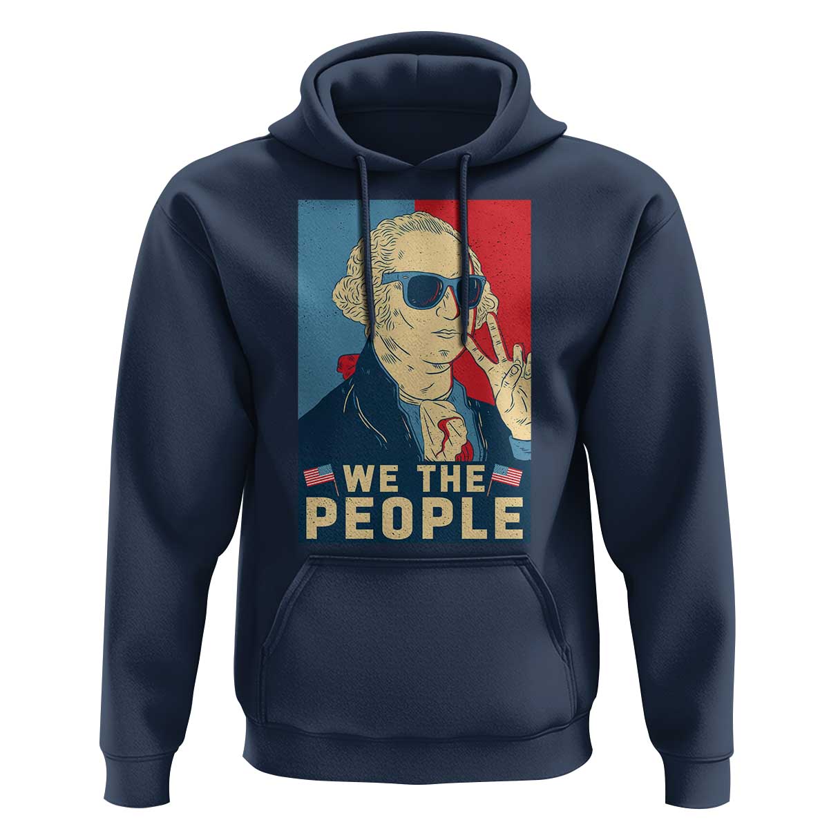We the People Retro George Washington Hoodie Patriotic American Founding Fathers Peace Sign