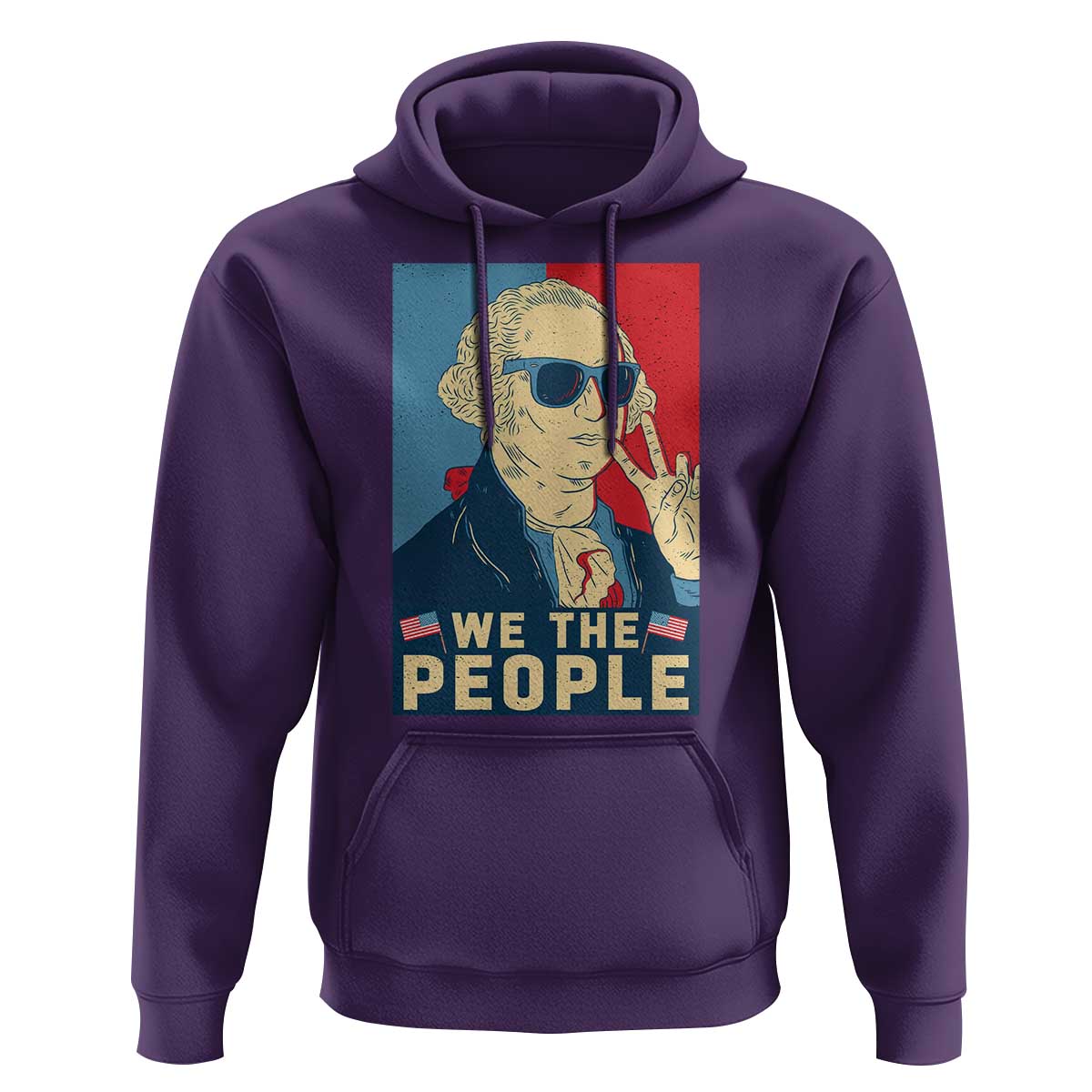 We the People Retro George Washington Hoodie Patriotic American Founding Fathers Peace Sign
