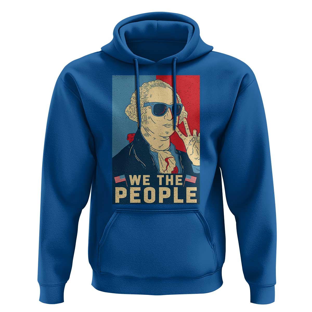 We the People Retro George Washington Hoodie Patriotic American Founding Fathers Peace Sign