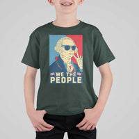 We the People Retro George Washington T Shirt For Kid Patriotic American Founding Fathers Peace Sign