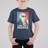 We the People Retro George Washington T Shirt For Kid Patriotic American Founding Fathers Peace Sign
