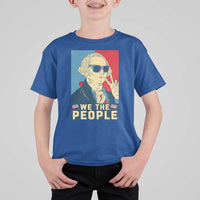 We the People Retro George Washington T Shirt For Kid Patriotic American Founding Fathers Peace Sign