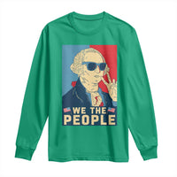 We the People Retro George Washington Long Sleeve Shirt Patriotic American Founding Fathers Peace Sign