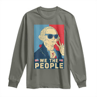 We the People Retro George Washington Long Sleeve Shirt Patriotic American Founding Fathers Peace Sign