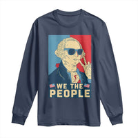 We the People Retro George Washington Long Sleeve Shirt Patriotic American Founding Fathers Peace Sign