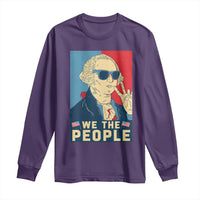 We the People Retro George Washington Long Sleeve Shirt Patriotic American Founding Fathers Peace Sign