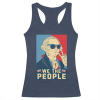 We the People Retro George Washington Racerback Tank Top Patriotic American Founding Fathers Peace Sign