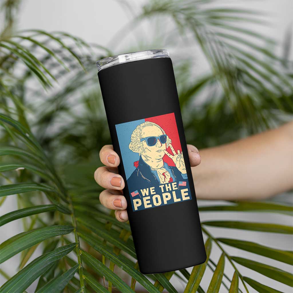 We the People Retro George Washington Skinny Tumbler Patriotic American Founding Fathers Peace Sign
