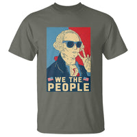 We the People Retro George Washington T Shirt Patriotic American Founding Fathers Peace Sign