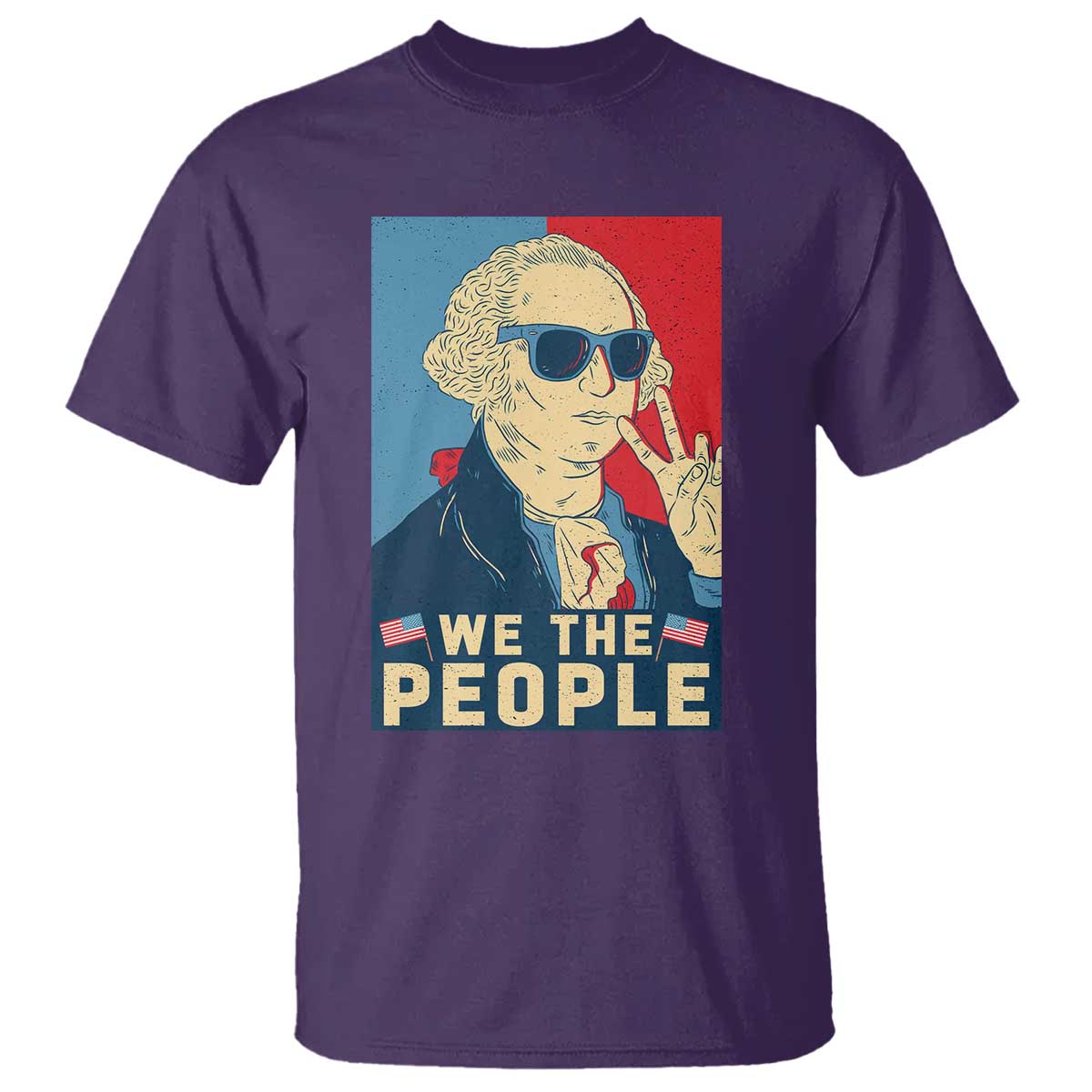 We the People Retro George Washington T Shirt Patriotic American Founding Fathers Peace Sign
