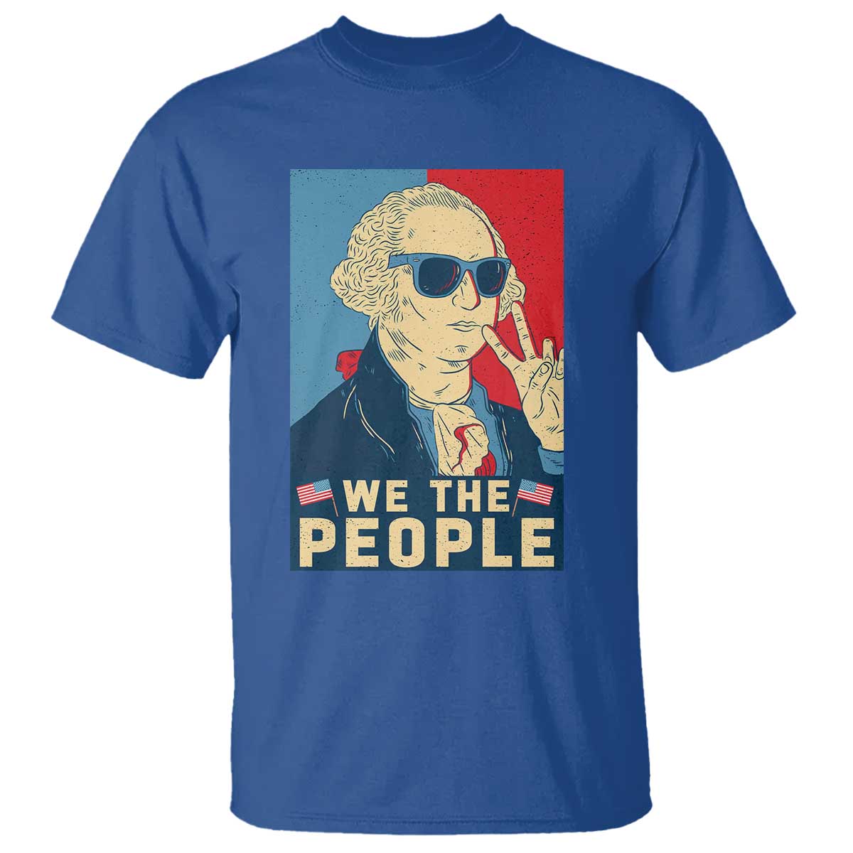We the People Retro George Washington T Shirt Patriotic American Founding Fathers Peace Sign