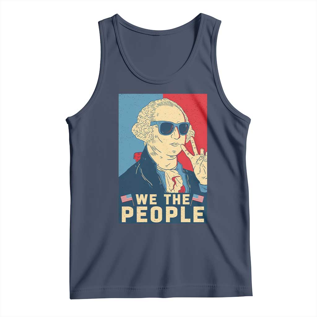 We the People Retro George Washington Tank Top Patriotic American Founding Fathers Peace Sign