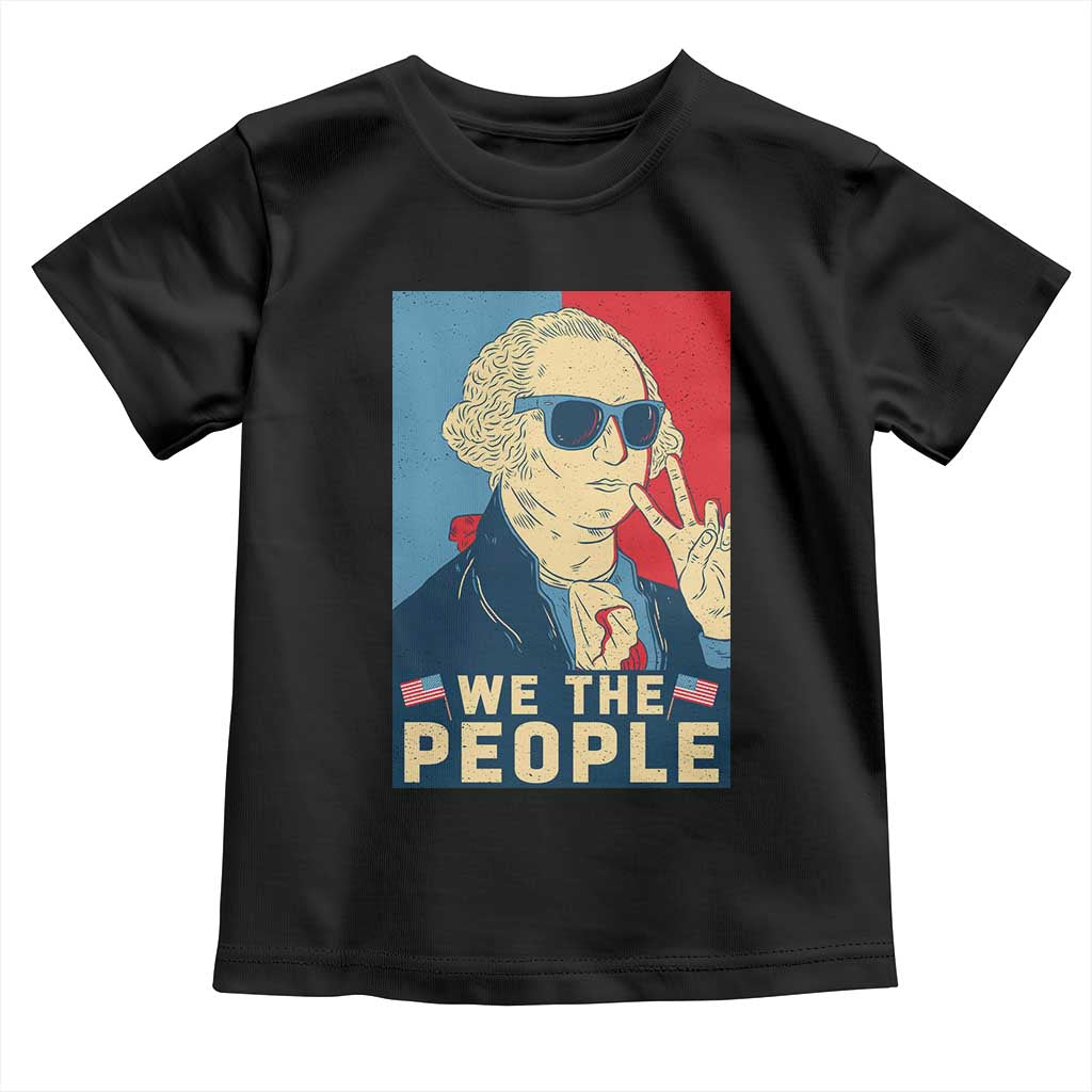 We the People Retro George Washington Toddler T Shirt Patriotic American Founding Fathers Peace Sign