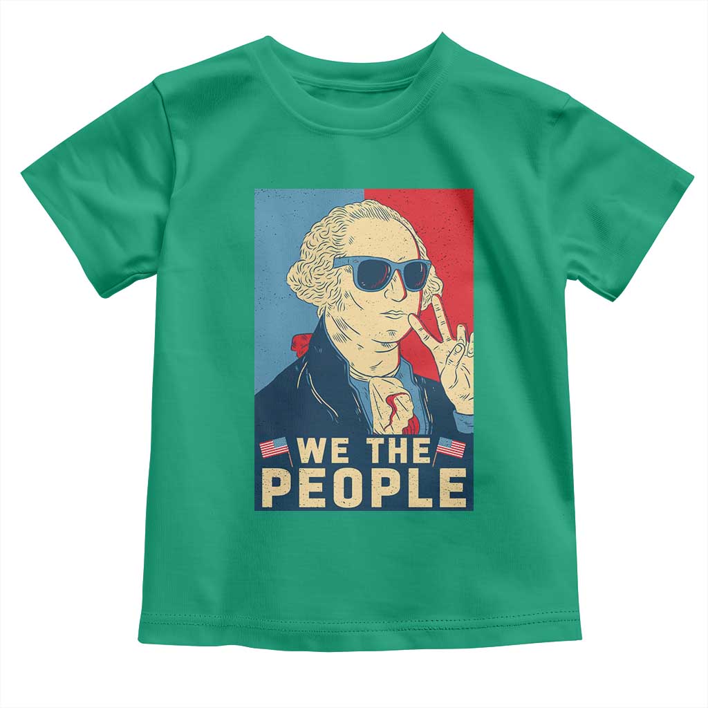 We the People Retro George Washington Toddler T Shirt Patriotic American Founding Fathers Peace Sign