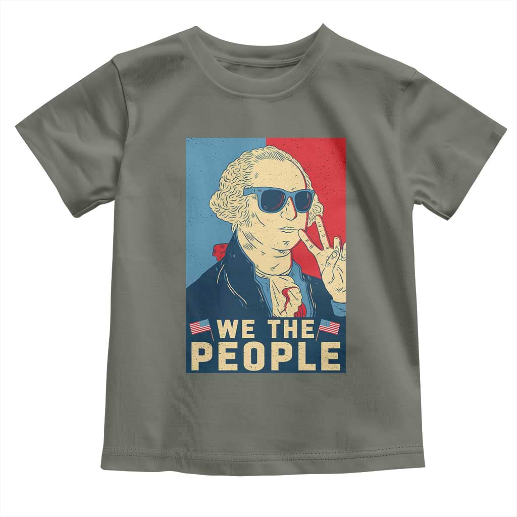 We the People Retro George Washington Toddler T Shirt Patriotic American Founding Fathers Peace Sign