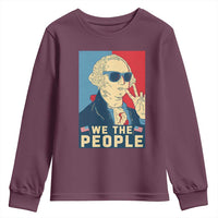 We the People Retro George Washington Youth Sweatshirt Patriotic American Founding Fathers Peace Sign