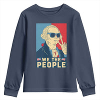 We the People Retro George Washington Youth Sweatshirt Patriotic American Founding Fathers Peace Sign