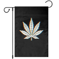 Cannabis Leaf Glitch Effect Graphic Garden Flag Retro RGB Distortion Weed and Stoner Lifestyle