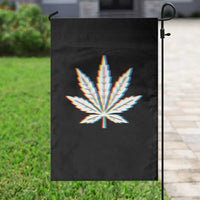 Cannabis Leaf Glitch Effect Graphic Garden Flag Retro RGB Distortion Weed and Stoner Lifestyle