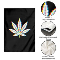 Cannabis Leaf Glitch Effect Graphic Garden Flag Retro RGB Distortion Weed and Stoner Lifestyle