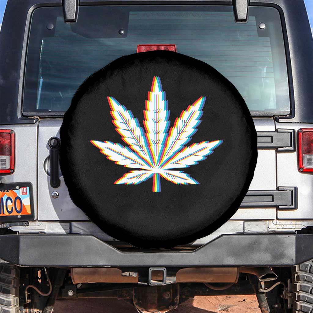 Cannabis Leaf Glitch Effect Graphic Spare Tire Cover Retro RGB Distortion Weed and Stoner Lifestyle