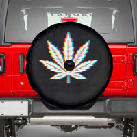 Cannabis Leaf Glitch Effect Graphic Spare Tire Cover Retro RGB Distortion Weed and Stoner Lifestyle