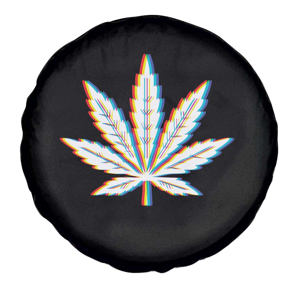 Cannabis Leaf Glitch Effect Graphic Spare Tire Cover Retro RGB Distortion Weed and Stoner Lifestyle