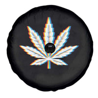 Cannabis Leaf Glitch Effect Graphic Spare Tire Cover Retro RGB Distortion Weed and Stoner Lifestyle