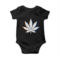 Cannabis Leaf Glitch Effect Graphic Baby Onesie Retro RGB Distortion Weed and Stoner Lifestyle