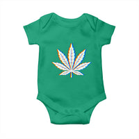 Cannabis Leaf Glitch Effect Graphic Baby Onesie Retro RGB Distortion Weed and Stoner Lifestyle