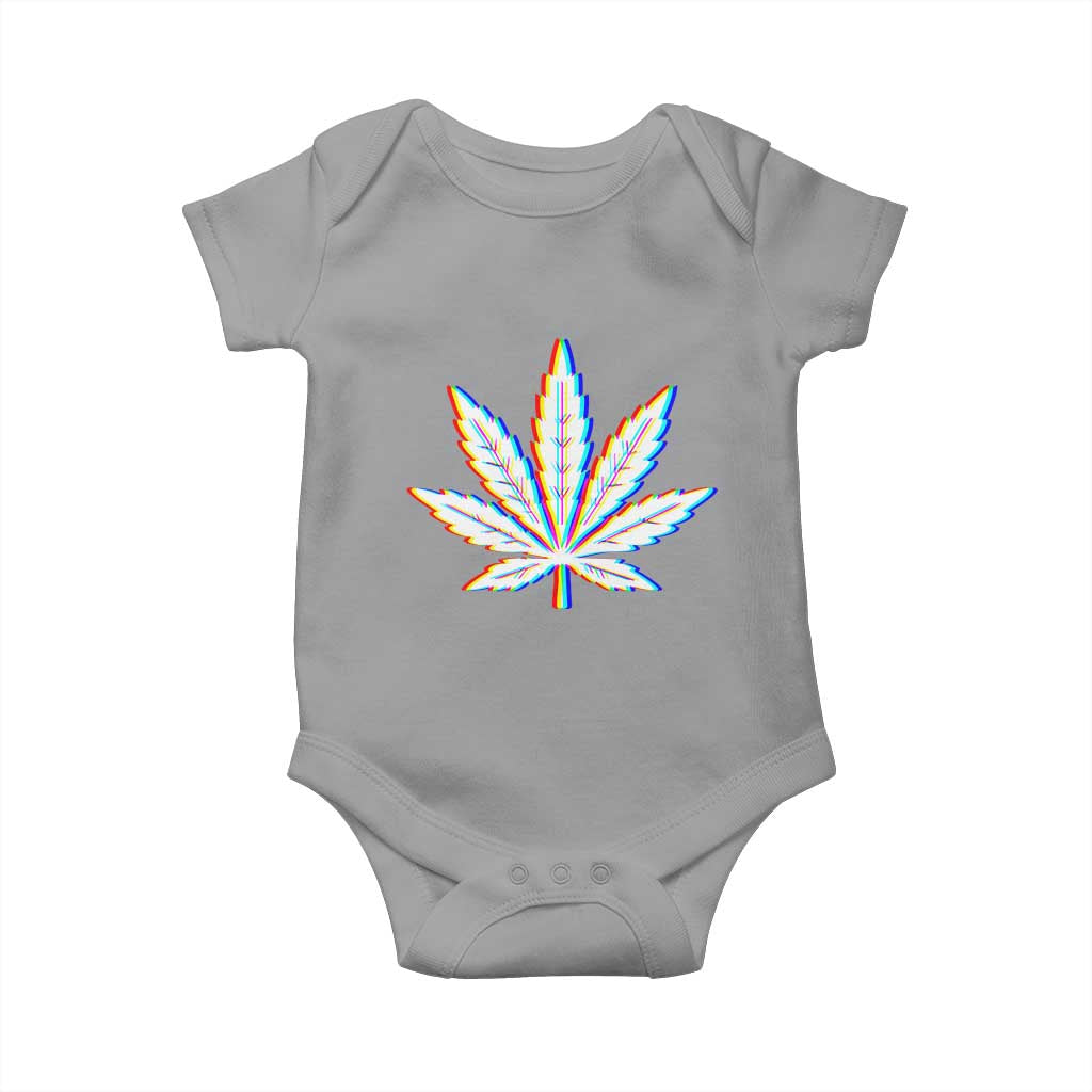 Cannabis Leaf Glitch Effect Graphic Baby Onesie Retro RGB Distortion Weed and Stoner Lifestyle