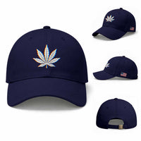 Cannabis Leaf Glitch Effect Graphic Baseball Cap Retro RGB Distortion Weed and Stoner Lifestyle