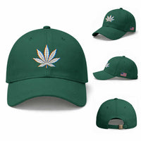 Cannabis Leaf Glitch Effect Graphic Baseball Cap Retro RGB Distortion Weed and Stoner Lifestyle