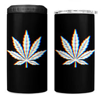 Cannabis Leaf Glitch Effect Graphic 4 in 1 Can Cooler Tumbler Retro RGB Distortion Weed and Stoner Lifestyle