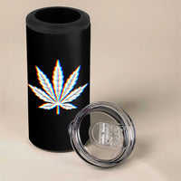 Cannabis Leaf Glitch Effect Graphic 4 in 1 Can Cooler Tumbler Retro RGB Distortion Weed and Stoner Lifestyle