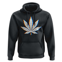 Cannabis Leaf Glitch Effect Graphic Hoodie Retro RGB Distortion Weed and Stoner Lifestyle