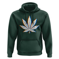Cannabis Leaf Glitch Effect Graphic Hoodie Retro RGB Distortion Weed and Stoner Lifestyle