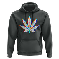 Cannabis Leaf Glitch Effect Graphic Hoodie Retro RGB Distortion Weed and Stoner Lifestyle