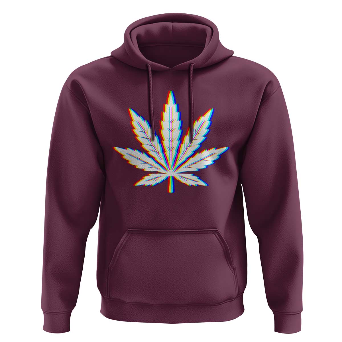 Cannabis Leaf Glitch Effect Graphic Hoodie Retro RGB Distortion Weed and Stoner Lifestyle
