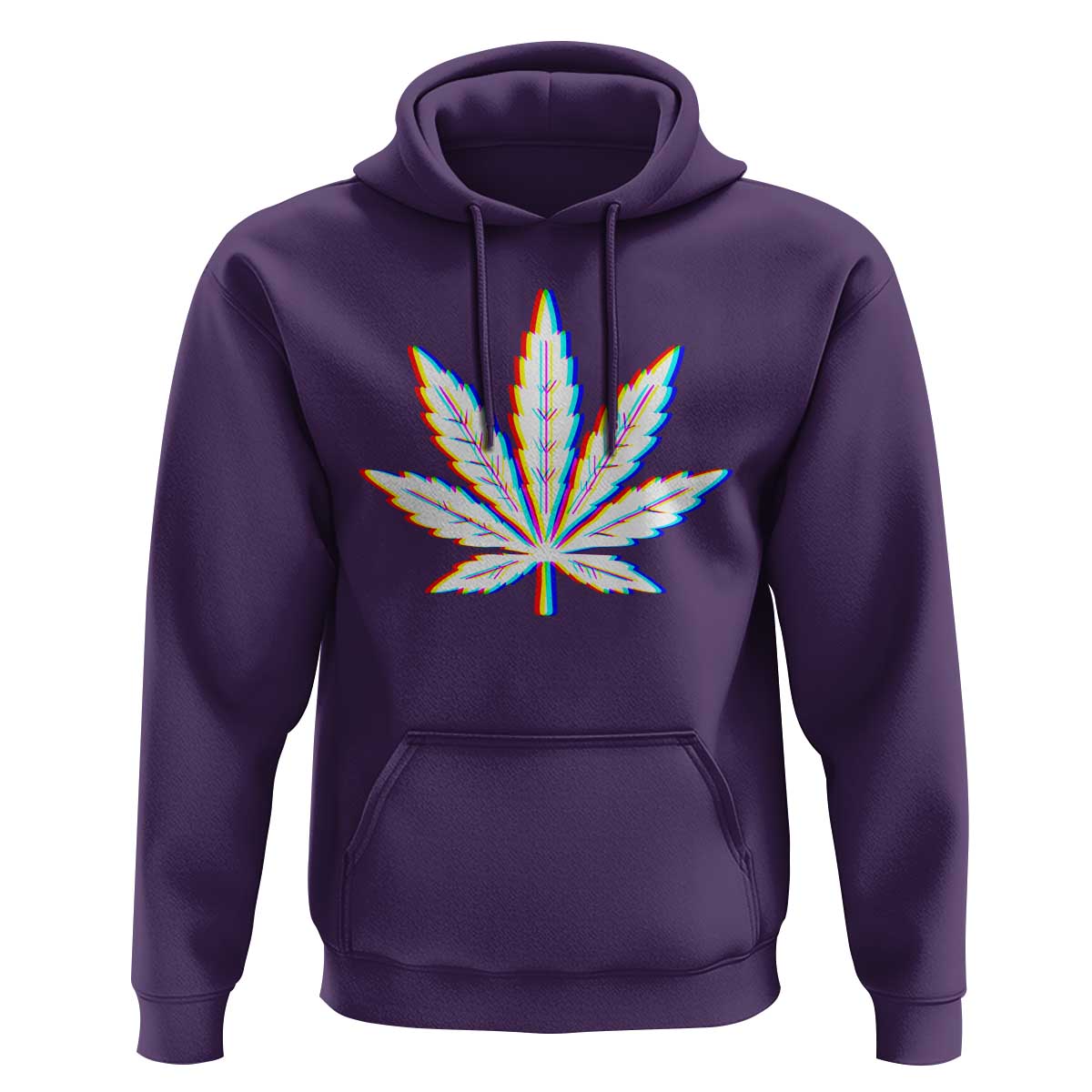 Cannabis Leaf Glitch Effect Graphic Hoodie Retro RGB Distortion Weed and Stoner Lifestyle