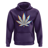 Cannabis Leaf Glitch Effect Graphic Hoodie Retro RGB Distortion Weed and Stoner Lifestyle
