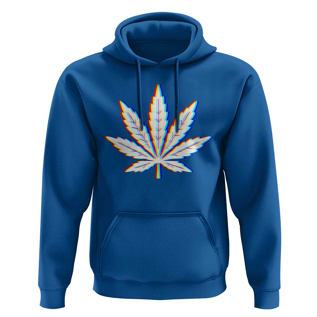 Cannabis Leaf Glitch Effect Graphic Hoodie Retro RGB Distortion Weed and Stoner Lifestyle