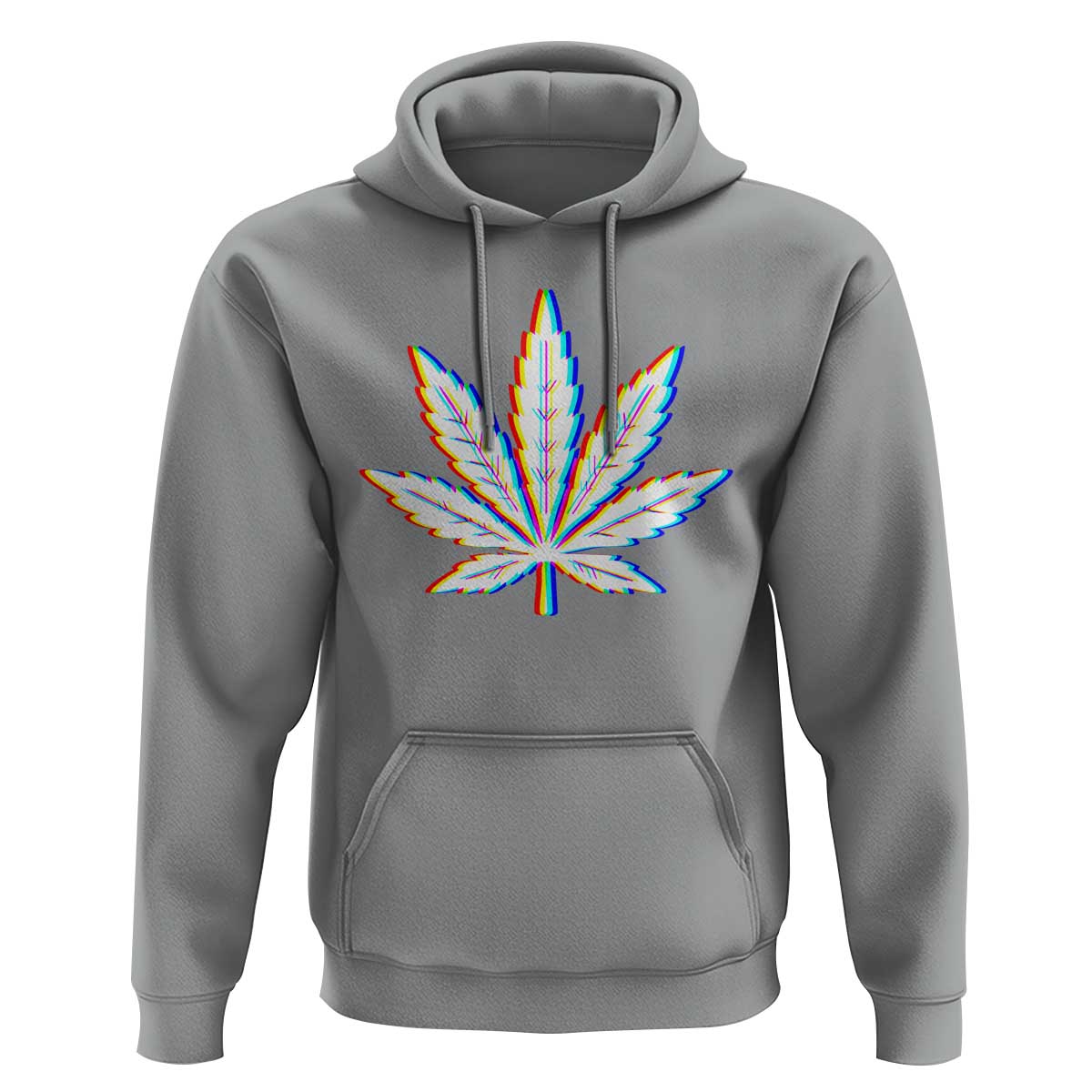 Cannabis Leaf Glitch Effect Graphic Hoodie Retro RGB Distortion Weed and Stoner Lifestyle