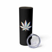 Cannabis Leaf Glitch Effect Graphic Skinny Tumbler Retro RGB Distortion Weed and Stoner Lifestyle