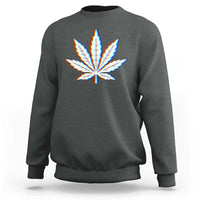 Cannabis Leaf Glitch Effect Graphic Sweatshirt Retro RGB Distortion Weed and Stoner Lifestyle