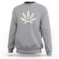 Cannabis Leaf Glitch Effect Graphic Sweatshirt Retro RGB Distortion Weed and Stoner Lifestyle