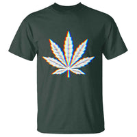 Cannabis Leaf Glitch Effect Graphic T Shirt Retro RGB Distortion Weed and Stoner Lifestyle